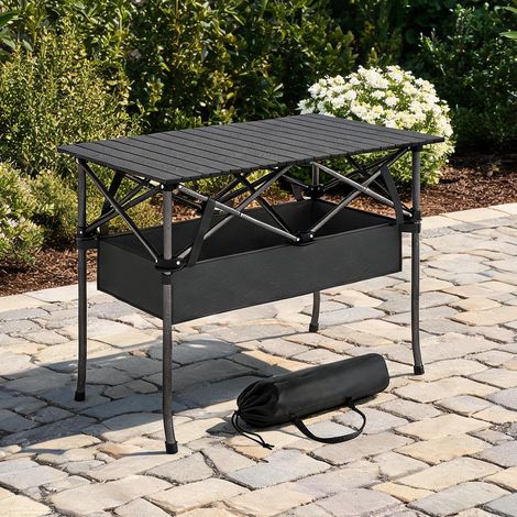 Table de camping pliante schwarz en aluminium 93 x 55 x 68 cm (1/5)