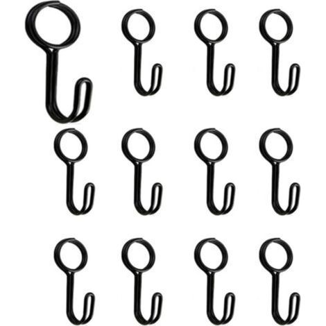 Universal black spiral hooks – Pack of 12 with eyelet, galvanized steel, for trailer, tarpaulin, boat, motorcycle and bicycle