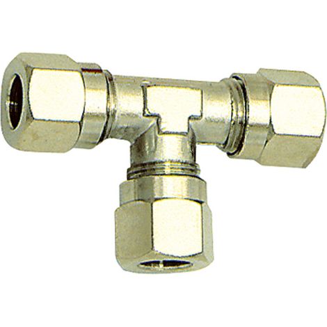 Riegler T-Verschraubung, Rohr-Außen-Ø 18 mm, SW 22, SW1 32, Messing vern. (1/3)