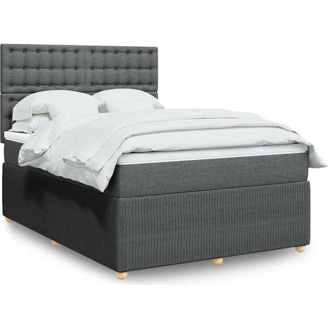 Boxspringbett mit Matratze Dunkelgrau 140x200 cm Stoff