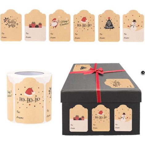 Etiquettes Cadeaux Noel - 5 x 7 5 cm - Autocollantes - 6 Motifs - 300 Unites (1/4)