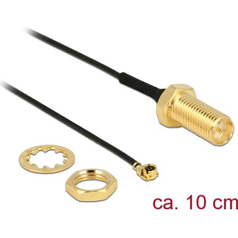 Hf rp-sma buchse zum einbau  mhf/u.fl-lp-068 kompatibler stecker 100 mm gewindelÃ¤nge 11 mm 1.13 delock