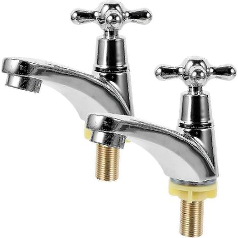 paire de robinets de lavabo modernes à poignée unique (eau froide et eau chaude) (1/4)