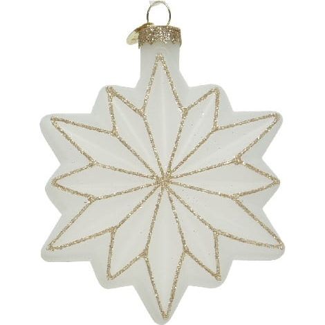 Pendentif sapin de Noël en verre en forme de flocon de neige 6,8x10,5cm (1/3)