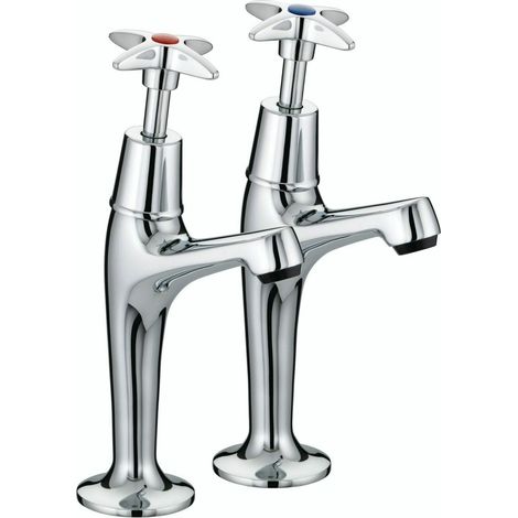 Bristan Value Crosshead High Neck Kitchen Sink Taps Pair - Chrome (1/3)