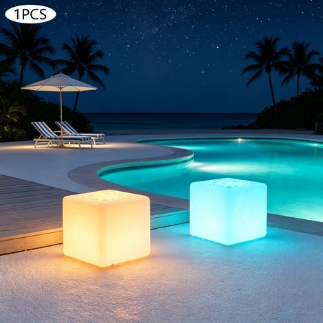 30cm Tabouret carré à LED avec télécommande infrarouge, lampes cubiques à LED étanches pour bar à domicile ou rue, Luminaire (1/5)