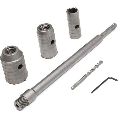 Concrete drill bit with 350 mm round shank, SDS-Plus core drill bit for sawing concrete holes. Concrete and stone masonry drill bit with 30/40/50 mm expansion (silver). (1/4)