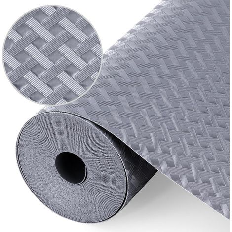 (Gris/30cm x 150cm)Tapis Fond de Tiroir, Tapis de tiroir Non Adhésif Antiderapant, Tapis de Frigo Peut être Coupé en Taille pour Protection Tiroir Placard Cuisine (1/5)
