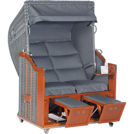 Sonnenpartner Classic 2-Sitzer Duo-Style Strandkorb Halbliegemodell onix/charcoal (1/5)