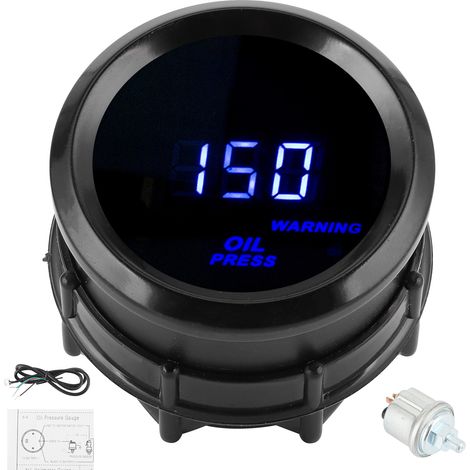 Manomètre de pression d'huile 2 pouces 0-150 PSI numérique à LED bleue haute précision 12 V pour automobile avec capteur (1/5)