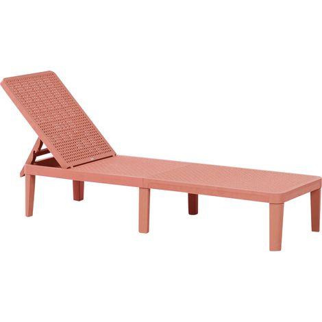 Tumbona reclinable moderna de exterior con respaldo ajustable material sintético resistente al óxido rojo Ossimo