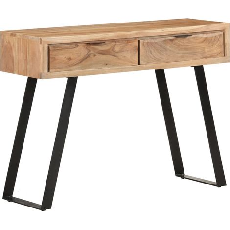 vidaXL Table console 100x35x76 cm Bois d'acacia avec bord naturel (1/5)