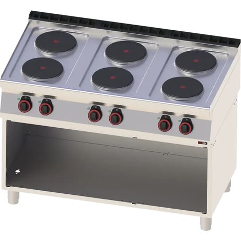 Fourneau électrique 6x feu avec soubassement 400 V REDFOX - SP 70/120 E - REDFOX