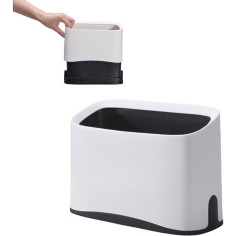 Support de pelle à litière pour chat, rangement universel pour la plupart des pelles à crottes de chat, mini poubelle de bureau double couche – Blanc