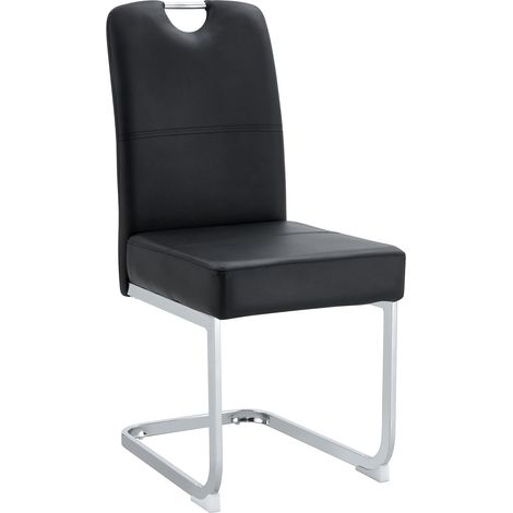 2er Set Esszimmerstühle aus PU Schwarz und Metall (1/5)