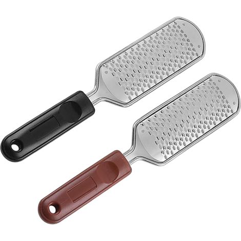 Lima de pedicura de acero inoxidable de 2 piezas, herramientas exfoliantes, diseño ergonómico