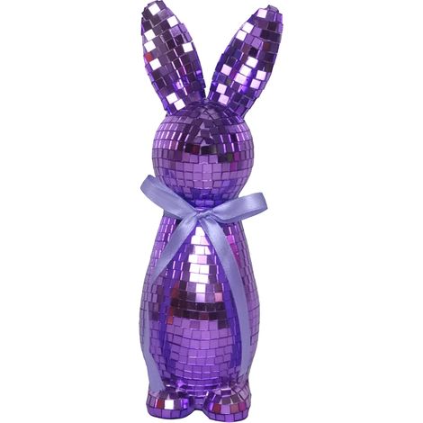 Figurine Lapin De Pâques - Boule À Disco Miroir - Centre De Table Printemps - Décoration Intérieure - 1 Pièce (1/5)