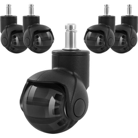 Ruedas para silla de oficina, de goma, diseño robusto, color negro, 11 mm (1/2)