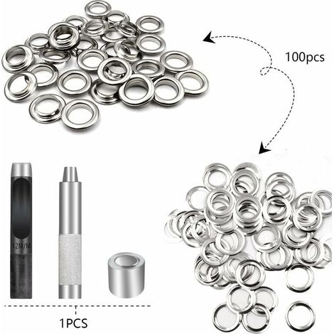 [JAMAIS UTILISÉ]Trousse à Oeillets pour Bâche, Diamètre Intérieur 12mm, 100pcs, Ensembles Oeillets pour Toile Bâche, Chaussures, Vêtements, Chapeau (1/5)