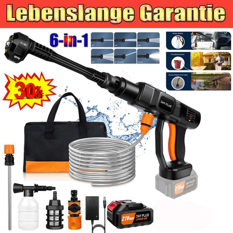 3000mAh Akku Druckreiniger Hochdruckreiniger 200Bar Reinigungspistole 6IN1 Düsen (1/5)
