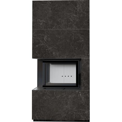 Kaminbausatz KRATKI FLOKI BOX links 8 kW Ø 160 Quarzsinter NATURALI NERO GRECO (1/4)