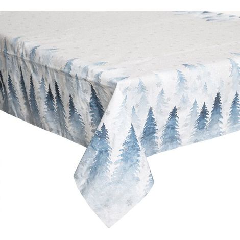 Nappe Imprimée Sapin "Hors Piste" 140x240cm Blanc
