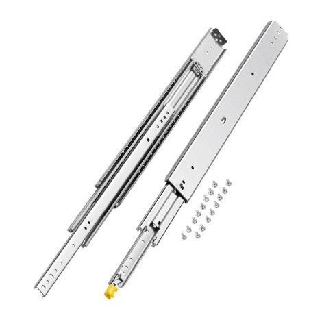 1 Par de Correderas para Cajones de Extensión Completa, Capacidad Carga 226,8 kg, Rodamiento de Bolas con Riel Deslizante para Cajones de Montaje Lateral con Bloqueo, 763 x 76 x 19,5 mm (1/5)