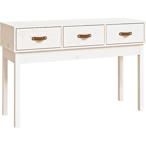 Table console，Table d'appoint，Bout de canapé，Meuble d'entrée Blanc 114x40x75 cm Bois massif de pin