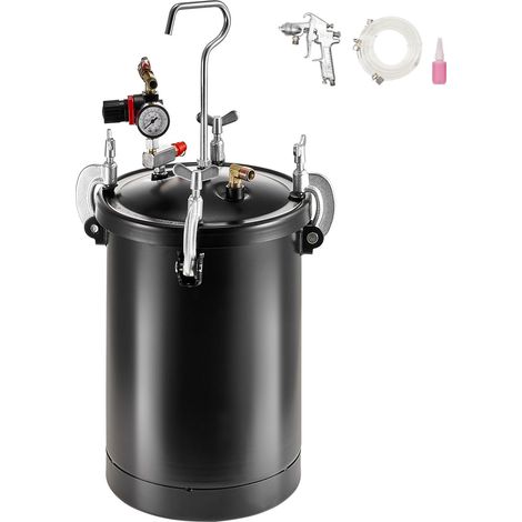 Pistolet de peinture sous pression 15L, réservoir en acier, 60 psi réglable, avec pistolet et manomètre, pour décoration intérieure et industrie. (1/5)