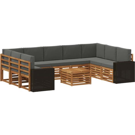 Set di divani da esterno 10 pz 9-Posti Naturale e Antracite vidaXL (1/5)