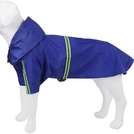 Großer Hunderegenmantel, wasserdichte Hundejacke, wasser- und winddichter Hundemantel, kleiner Hundeponcho mit reflektierenden Streifen (blau, 5XL) (1/3)