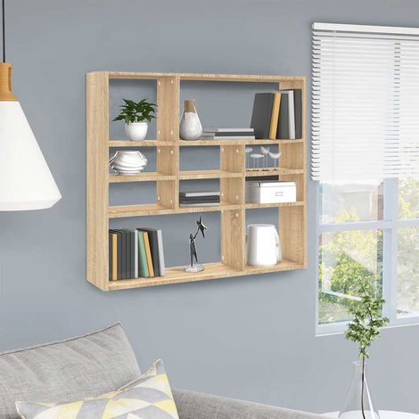 Vidaxl – Étagère murale chêne sonoma 90x16x78 cm – 10 compartiments ouverts – Aggloméré robuste – Facile à assembler et à nettoyer