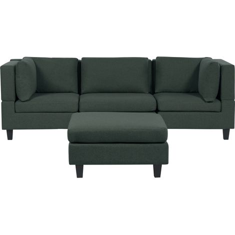 Modulsofa 3-Sitzer UNSTAD Stoff Dunkelgrün mit Ottomane
