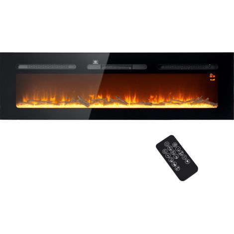 Elektrokamin mit Heizung 1800 W LED 3D-Flammeneffekt 152,4cm Schwarz (1/5)