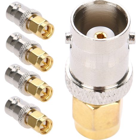 5 Adaptateurs SMA Mâle vers BNC Femelle en Cuivre Haute Fréquence, Convertisseur RF SMA-BNC (1/5)