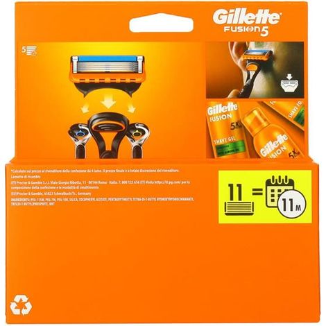 GILLETTE RICAMBI RASOIO FUSION 5 LAME HUMMER 11 PEZZI