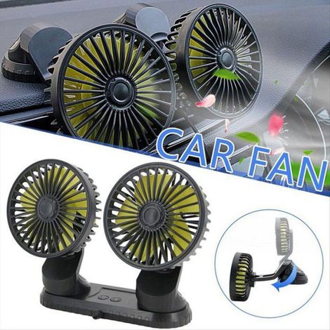 Ventilateur Voiture - Double Tete Repliable - USB 5 V 2 A - 3 Vitesses - Tableau De Bord Auto Camion Bureau - 1 Unite (1/5)