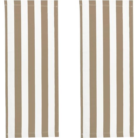 Beige Canvas Beach Chair for Patio 2 Replacement Fabric Chairs 116 x 42 cm Reclining Portable for Summer Holidays Sunbathing (1/5)