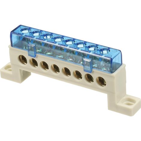Barre De Terre À Bornes, 8 Positions Barre Omnibus À Bornes En Laiton, Bloc De Terre 7x11mm Pour Équipement Électrique, Boîte De Distribution, Bleu (1/5)