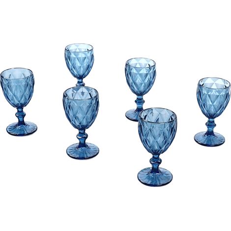 Lot de 6 verres à vin vintage 240 ml, à bouche arrondie, fond épaissi, long pied, pour fête, mariage, anniversaire (1/5)
