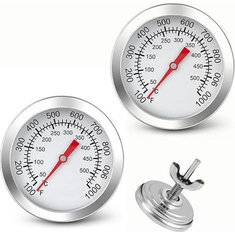 Thermomètre pour Grill à Charbon et Fumoir, Acier Inoxydable, Plage 50-500℃, Verre Anti-Buée, pour Cuisson Barbecue, Four à Pizza et Four à Bois