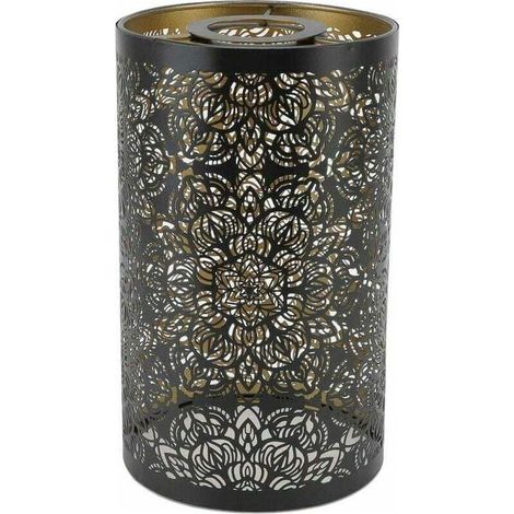 Abat-Jour Sculpture Creuse Abat-Jour En Fer Forgé Abat-Jour En Fer Table Circulaire Abat-Jour Moderne En Métal Cylindrique Motif Circulaire E27 E26 Table De Chevet Décorative (1/4)