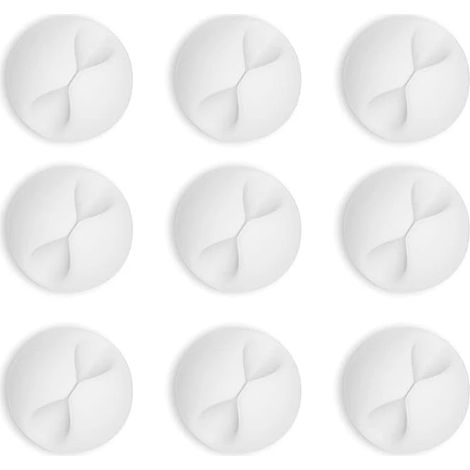 Attaches-câbles adhésives en acrylique, support pour câble de charge, organiseur de câbles pour bureau, mur, voiture, table de chevet et gestion des câbles au bureau, blanc, lot de 9 (1/4)