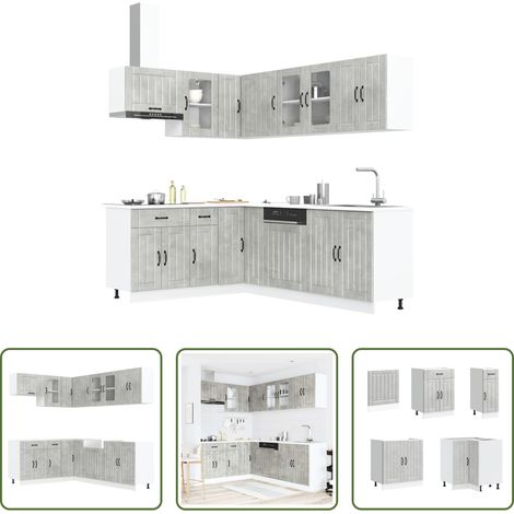 Küchenschränke - 11-tlg. Küchenschrank-Set Lucca Betongrau Holzwerkstoff (1/5)