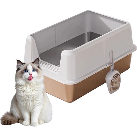 Katzenstreu-Schale, Edelstahl, leicht zu reinigen, grau (1/2)