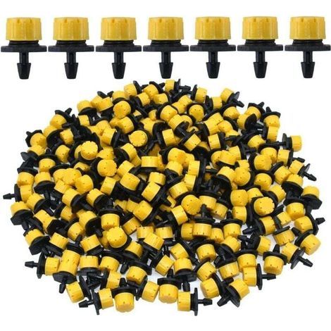100 Stück 1/4"-Tropfbewässerungs-Tropfer, Gartensprengerdüsen, 360° verstellbar, DIY automatische Tropfbewässerung (gelb) (1/5)