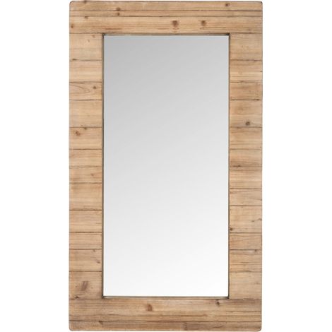 Miroir mural rectangulaire verre et bois massif clair Indie
