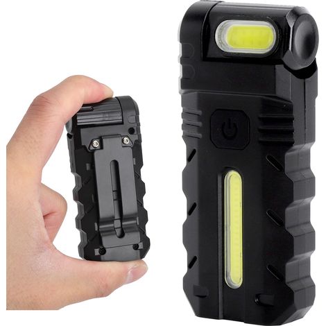 Mini lampe de poche LED rechargeable, 400 lumens, extrêmement lumineuse, petite lampe de poche EDC avec clip et base magnétique, 5 modes de lumière (blanc froid et rouge), pivotant à 180° (1/5)