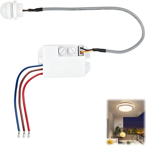 Détecteur de Mouvement Encastrable 360° Extérieur et Intérieur Infrarouge avec Capteur Crépusculaire,Capteur Infrarouge Petit,Detecteur de Temps Réglable,Compatible LED et Lampes,Blanc Mat (1/5)