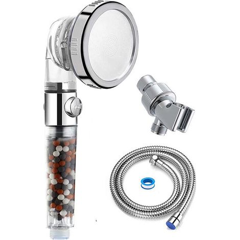 Pommeau Douche, Pommeau Douche Anti Calcaire Économiseur d'Eau, Pommeau de Douche Haute Pression Filtre à Trois Niveaux Système de Filtrage Ionique avec Filtre (1/4)